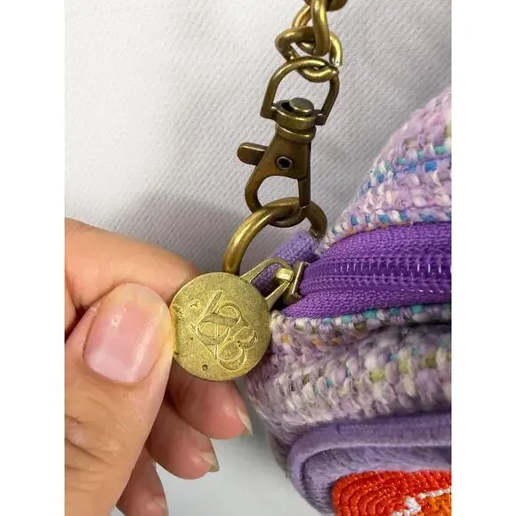 America & Beyond Purple Circle Crossbody Bag Orange Slice Beaded - Picture 3 of 7